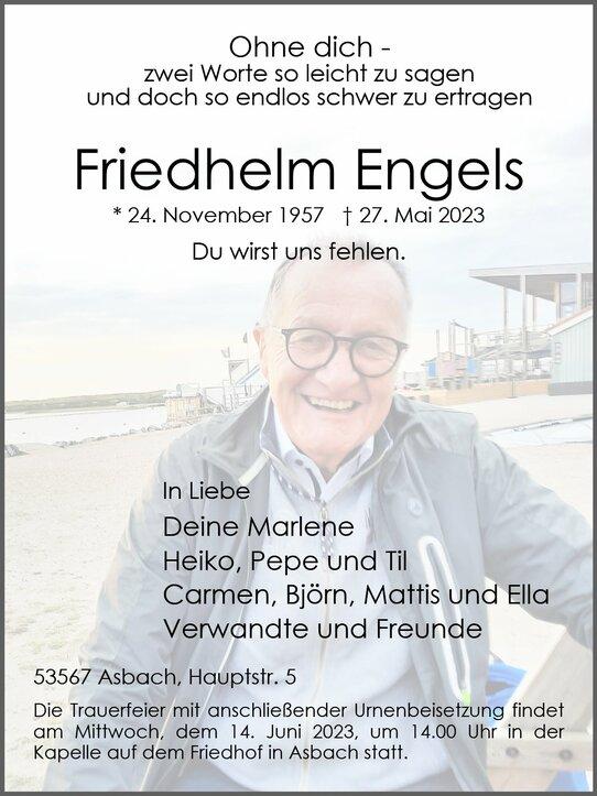 Traueranzeige f&uuml;r Friedhelm Engels mit Foto, pers&ouml;nlichen Botschaften und Informationen zur Trauerfeier.