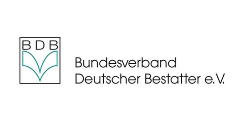 Logo des Bundesverbands Deutscher Bestatter e.V. mit Schriftzug „BDB“ und vollständigem Namen darunter.